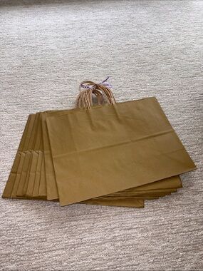 10 Gold Paper Gift Shopping Tote Bag with Twisted Handles Recycled Paper